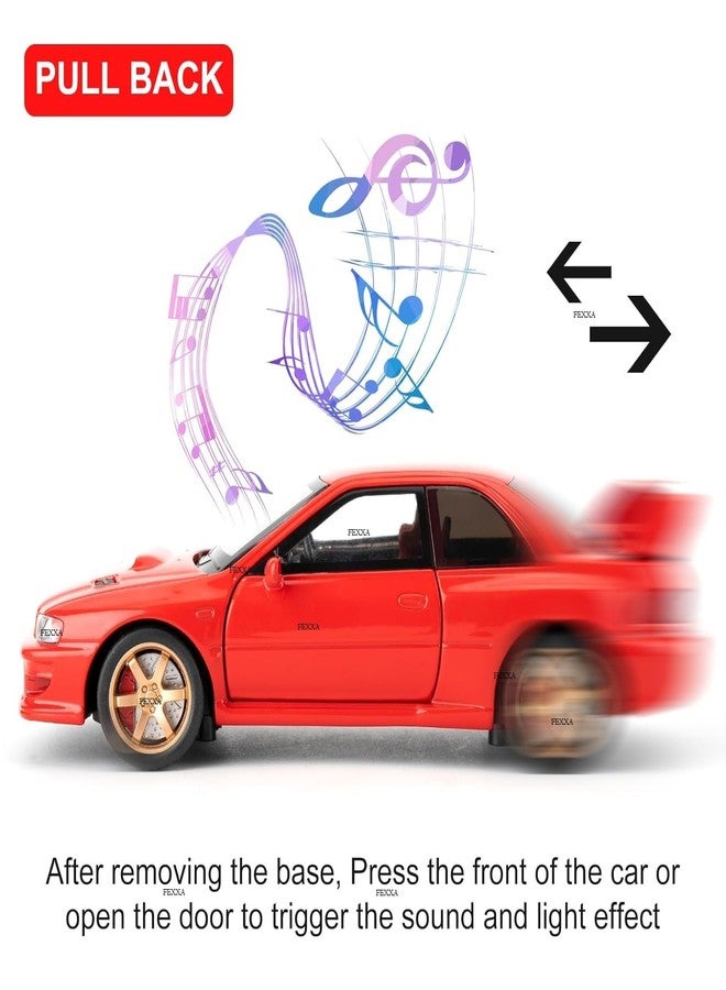 FEXXA سيارة FEXXA 1/32 متوافقة مع سيارة سوبارو إمبريزا WRX STI النموذجية، لعبة سيارة قابلة للتحصيل تعمل بالسحب للخلف مصنوعة من المعدن المصبوب مع أصوات وأضواء للأطفال والأولاد والبنات والكبار، هدية (أحمر) - Image 4